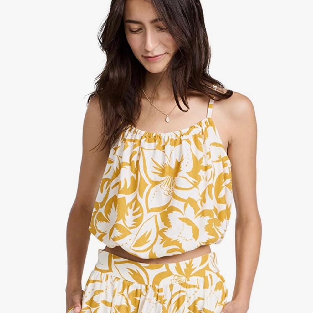 Madewell Linen-Blend Meriden Tropicale Floral Beachy Crop Tank NWT - Size Small